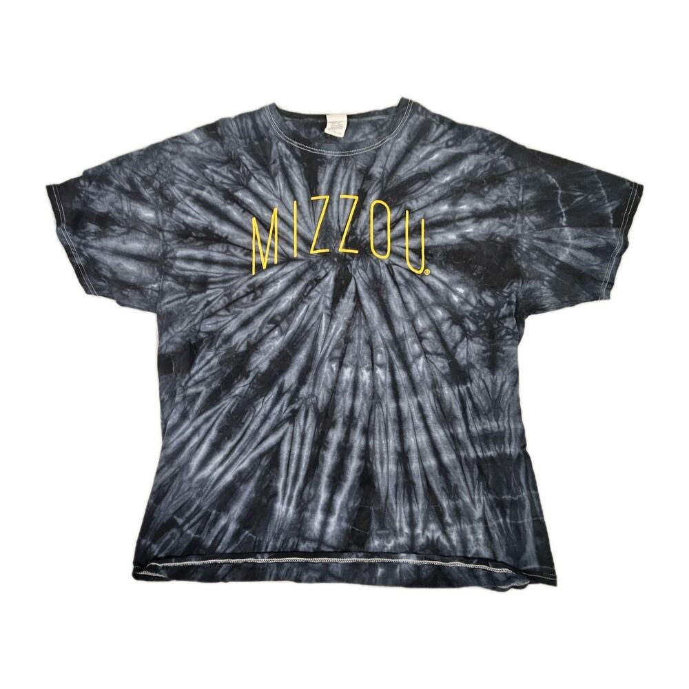 Mizzou Tigers T Shirt Mens 2XL Black Tie Dye Missouri Graphic Short Sleeve